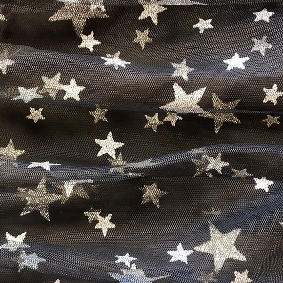 ModCloth Black Silver Star Print Ruffle Tiered Tulle Midi Dress Size M - Picture 4 of 8